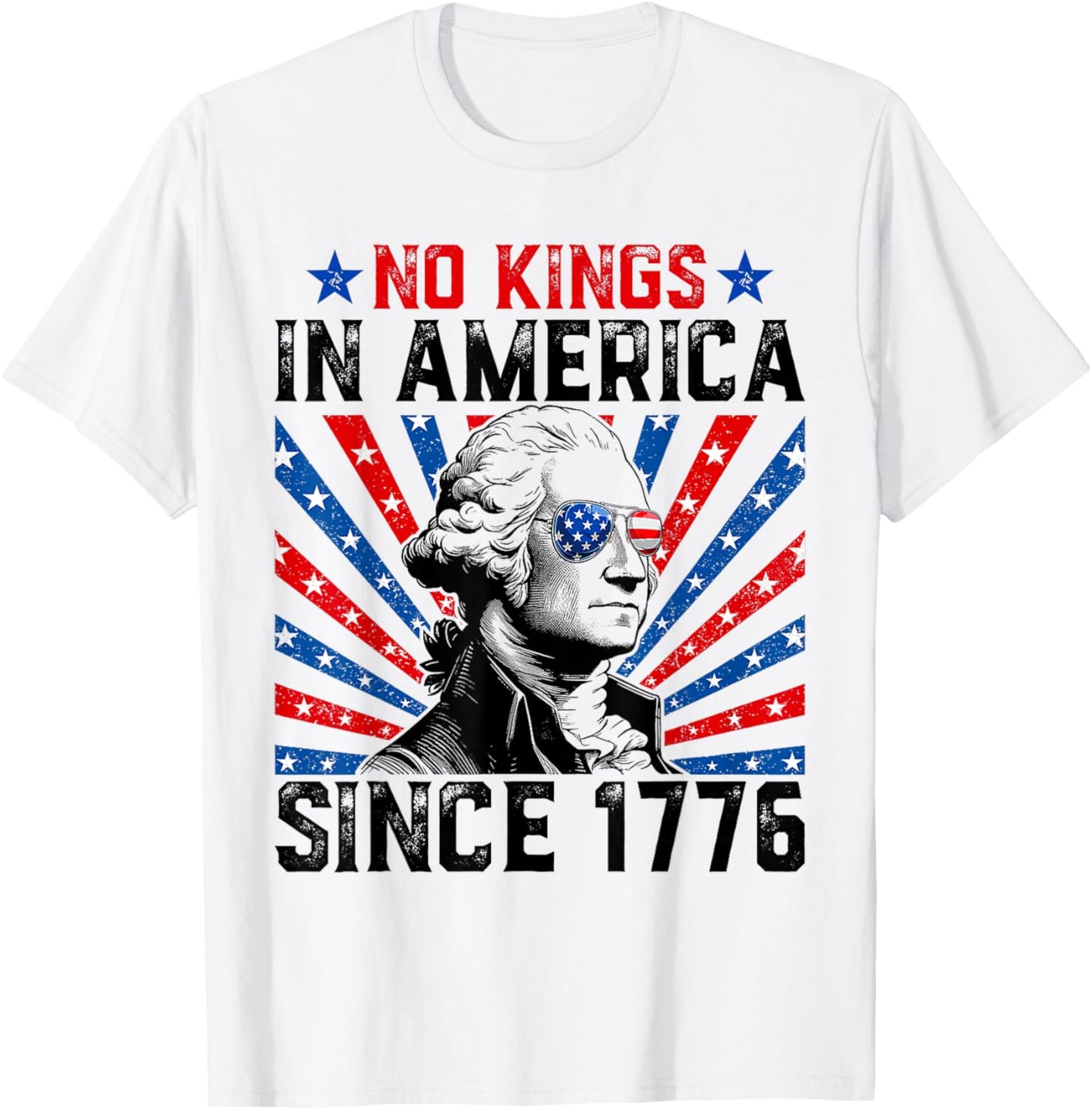 No Kings in America Since 1776 Distressed USA Flag Vintage T-Shirt
