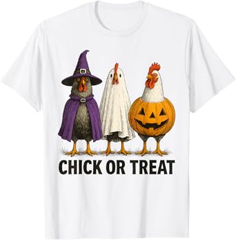 Chicken Chick Or Treat Funny Halloween Costume Farmer T-Shirt