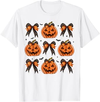 Halloween Coquette Bow Pumpkin Spooky Women Girl Costume T-Shirt