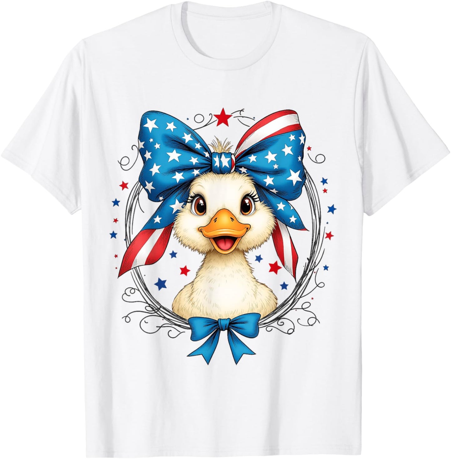 America Coquette Bow Duck 4th of July Silly-Goose Girls Kids T-Shirt