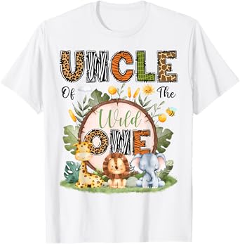 Uncle Of The Wild One 1St Birthday Boy Safari Jungle T-Shirt