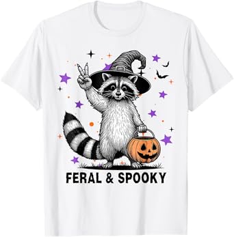 Feral & Spooky Funny Creepy Raccoon Feral & Spooky Hallowen T-Shirt