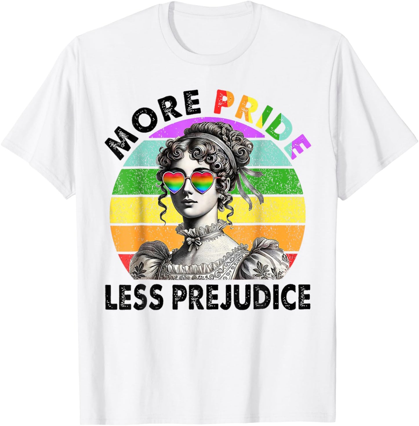 Vintage "More Pride Less Prejudice" LGBTQ Pride Book Lover T-Shirt