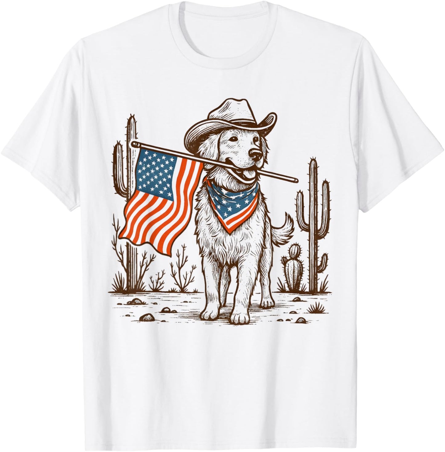 Western Country Patriotic Cowboy Dog lover 4th of july T-Shirt
