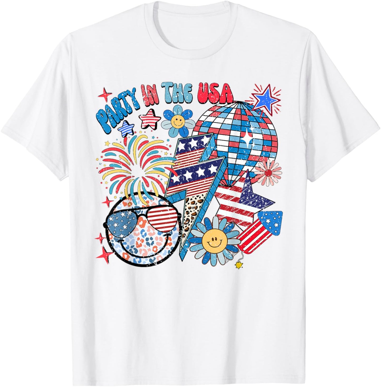 American Flag Party In USA 4th July Patriotic Kids Teen Girl T-Shirt