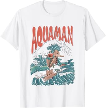 DC Comics Aquaman Kanagawa Wave Vintage Superhero T-Shirt