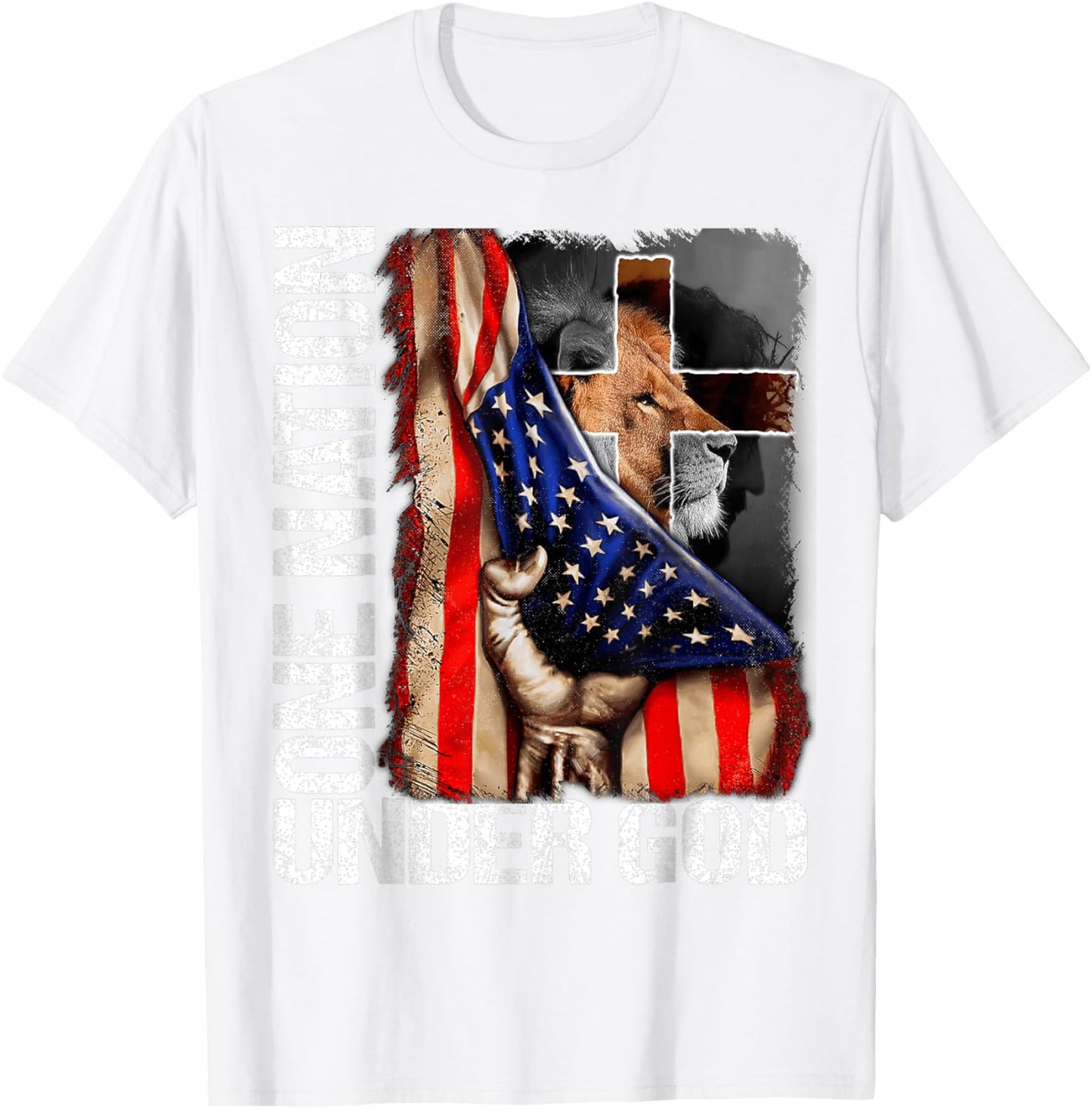 One Nation Under God Flag 4th Of July Patriotic Christian T-shirt