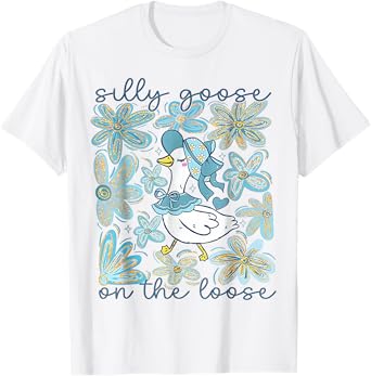 Boho Floral Silly Goose on the loose T-Shirt