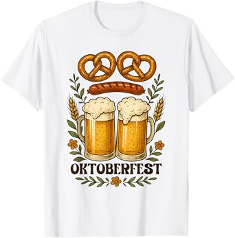 Oktoberfest Pretzel Sausage Beer Funny German Beer Festival T-Shirt