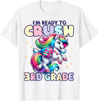 Crush 3rd Grade Girls Back to School Unicorn First Day Cute T-Shirt