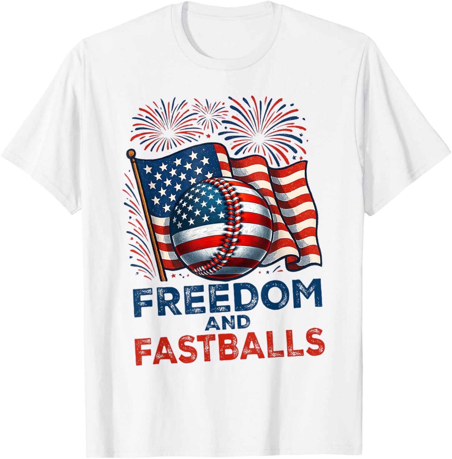 Fastballs And Freedom Youth 4th Of July Men Women T-shirt