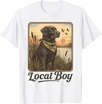 Local Boy Duck Hunting Black Lab Outdoor Vintage T-Shirt