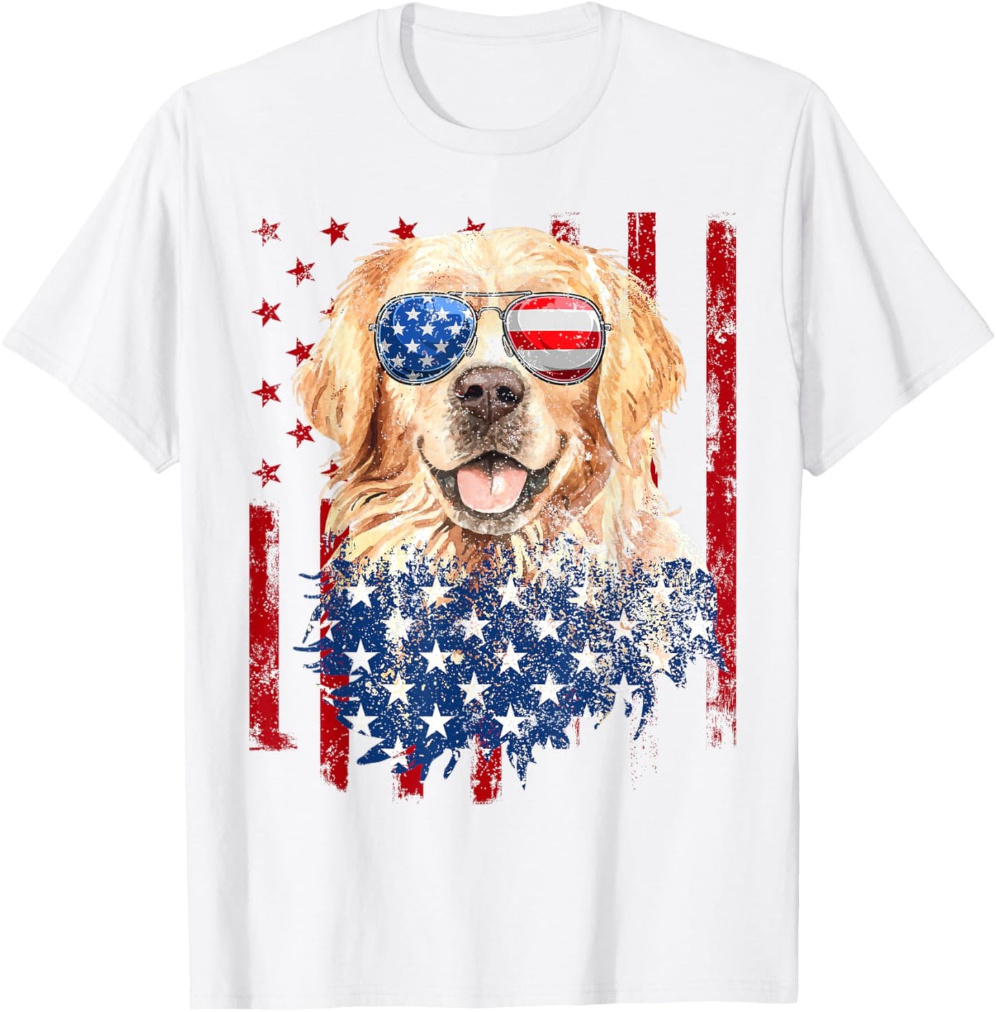 American Flag Golden Retriever USA Retro 4th Of July T-Shirt