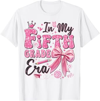 In My Fifth Grade Era Coquette Back To School Teacher Girl T-Shirt