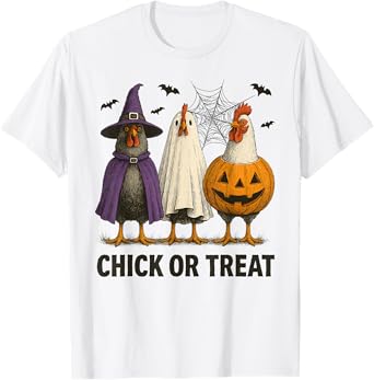 Chicken Chick Or Treat Funny Halloween Costume Farmer T-Shirt