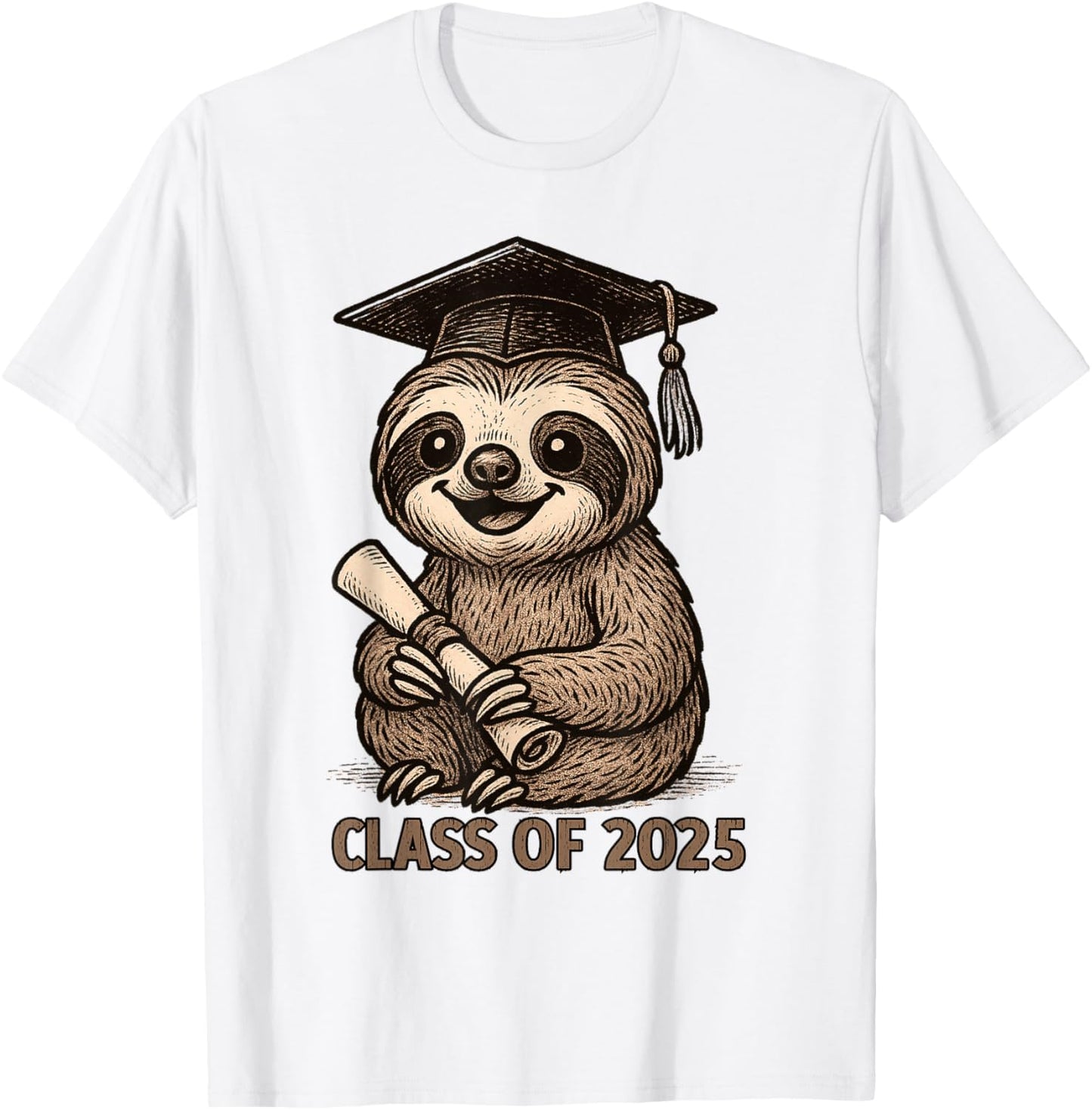 Sloth Animal Graduation Class Of 2025 Kids Mens Womens T-shirt by TeeBrew