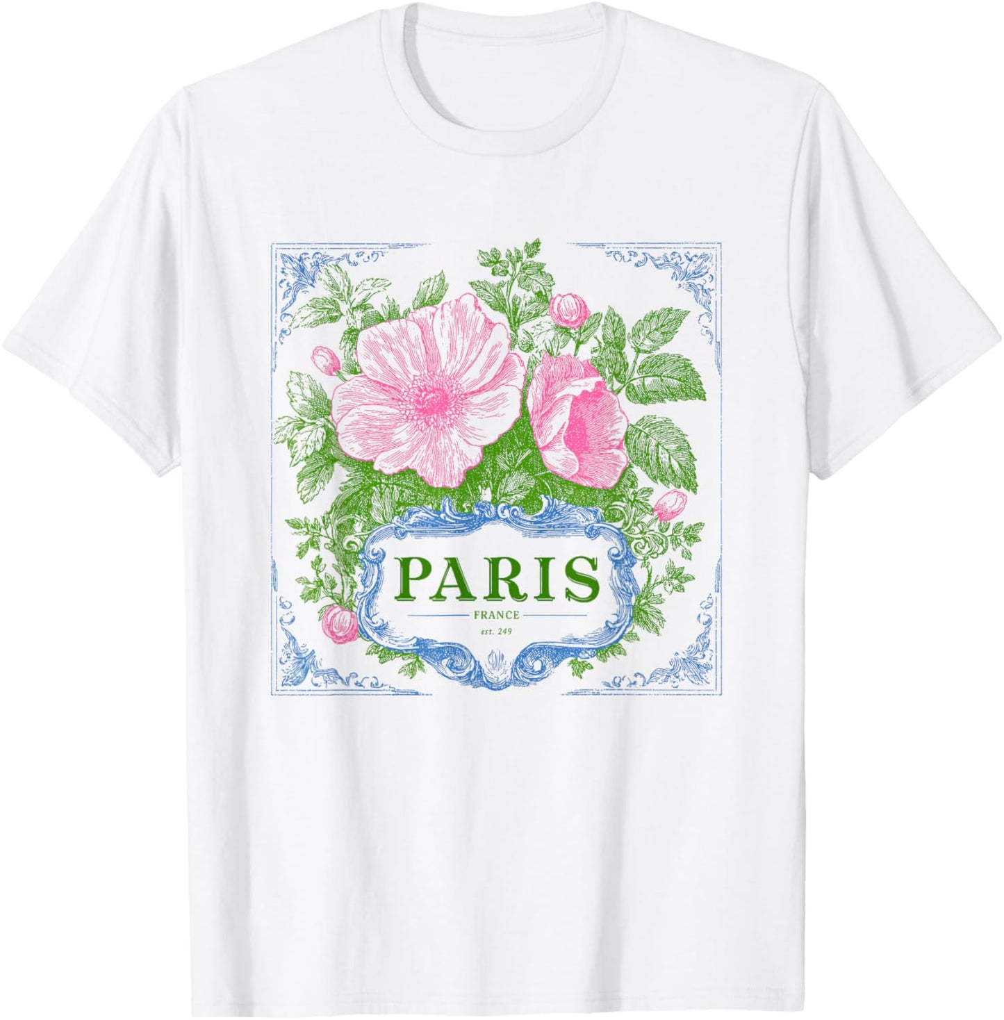 Paris France Vintage French Antique Design Floral Souvenir T-Shirt