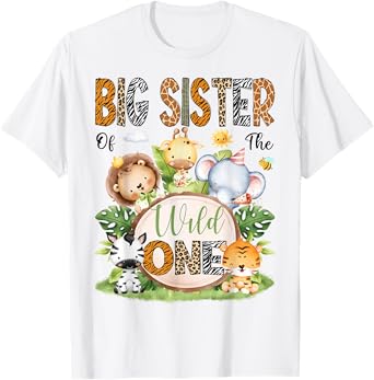 Big Sister Of The Wild One Safari Jungle 1St Birthday Kids T-Shirt