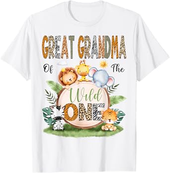 Great Grandma Of The Wild One Safari Jungle 1St Birthday T-Shirt