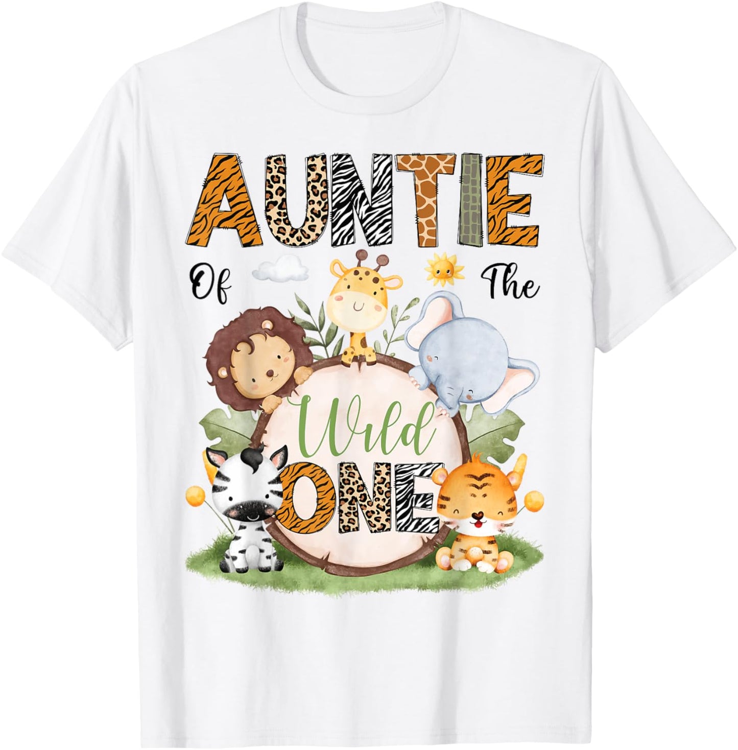 Auntie Of The Wild One 1St Birthday Boy Safari Lover T-Shirt