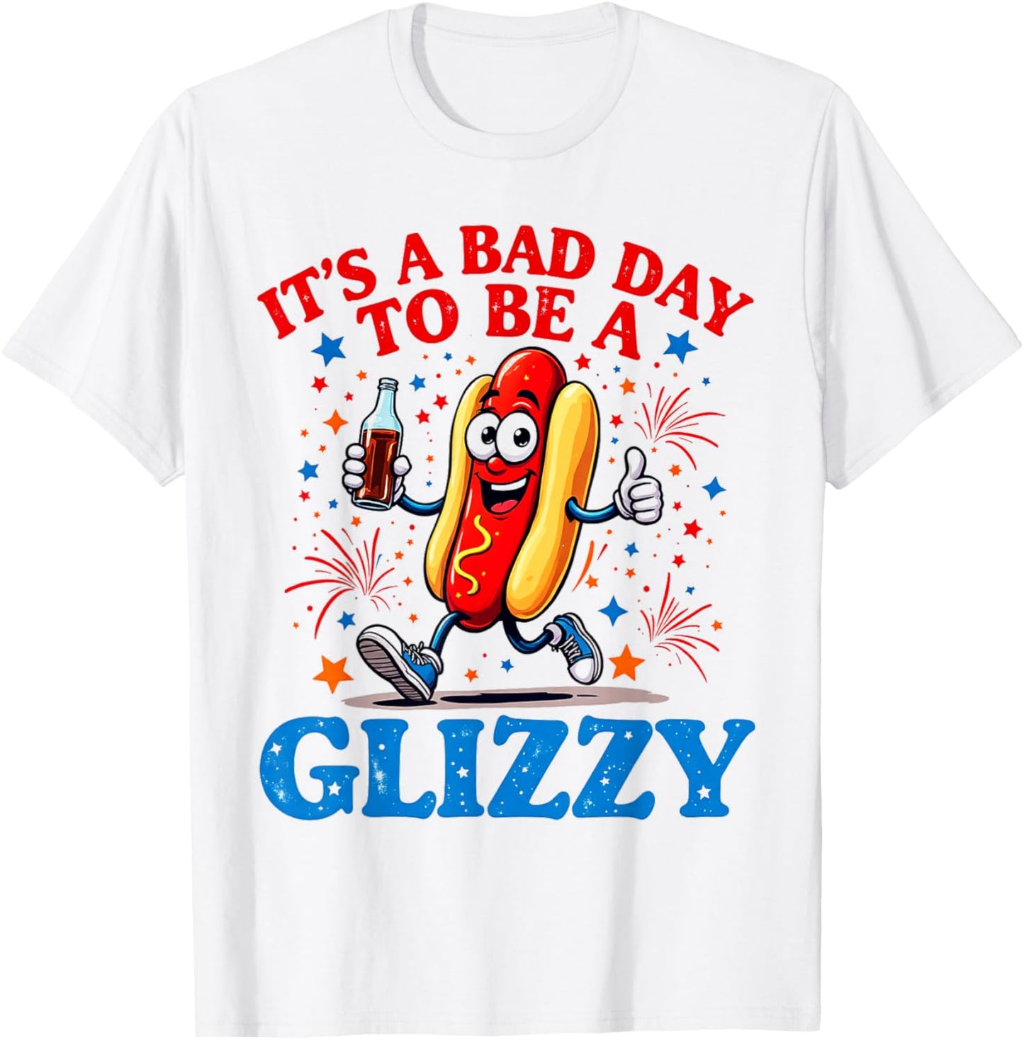 Funny Hot Dog Glizzy 4th Of July 2025 Patriotic Usa Flag Fun T-shirt