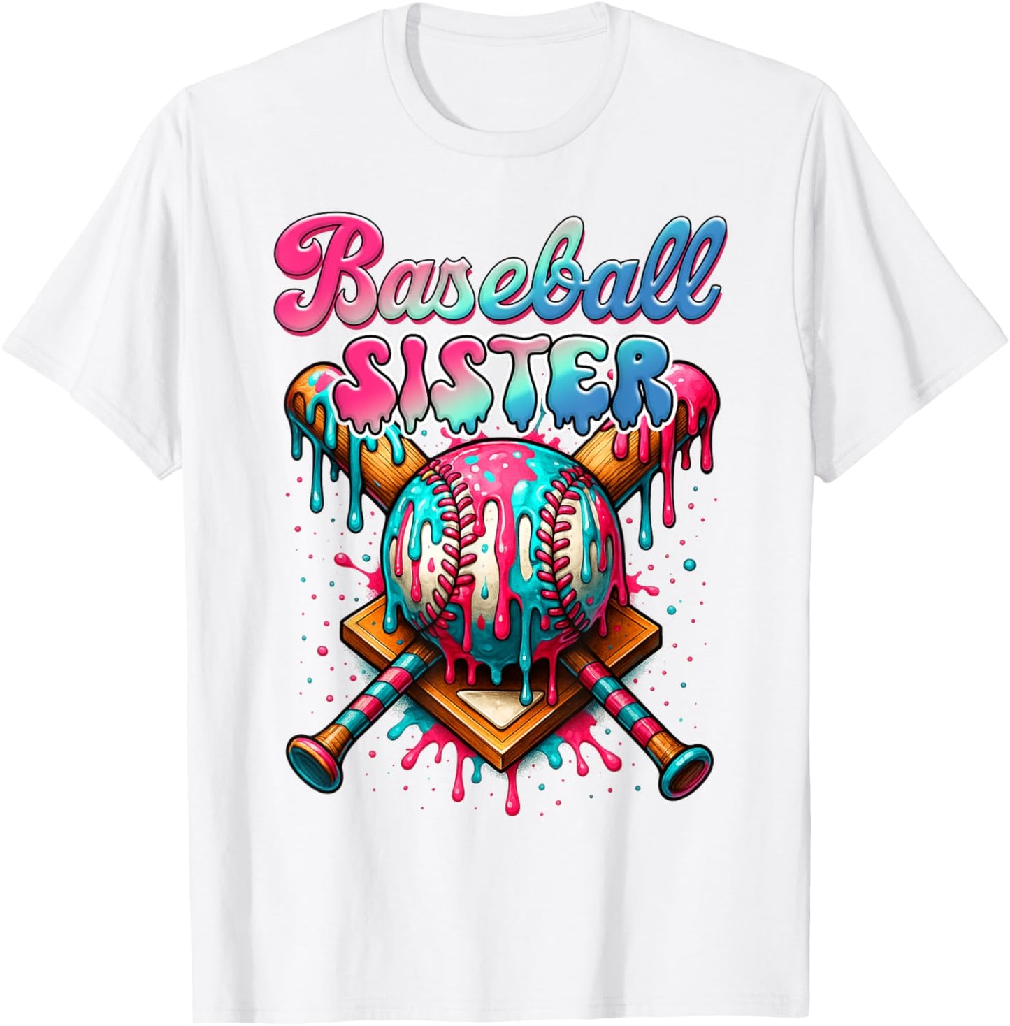 Baseball Sister Game Day Vibes Ice Cream Drip Biggest Fan T-Shirt