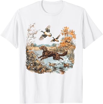 Vintage Retro Boykin Spaniel Hunting Mallard Ducks Hunter T-Shirt