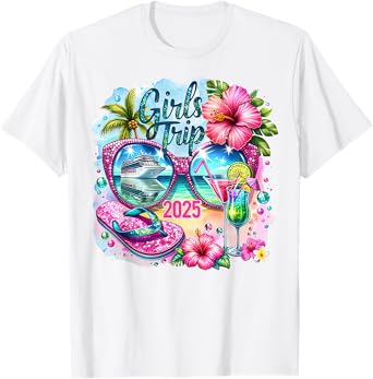 Girls Trip 2025 Summer Trip Vacation Tropical Cruise T-Shirt
