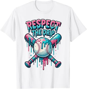 Funny Baseball Respect The Drip Baseball Boys Ice Cream T-Shirt