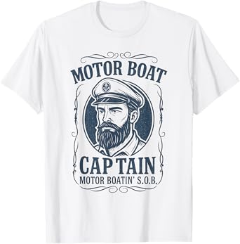 Motor Boat Captain Funny Men Vintage T-Shirt