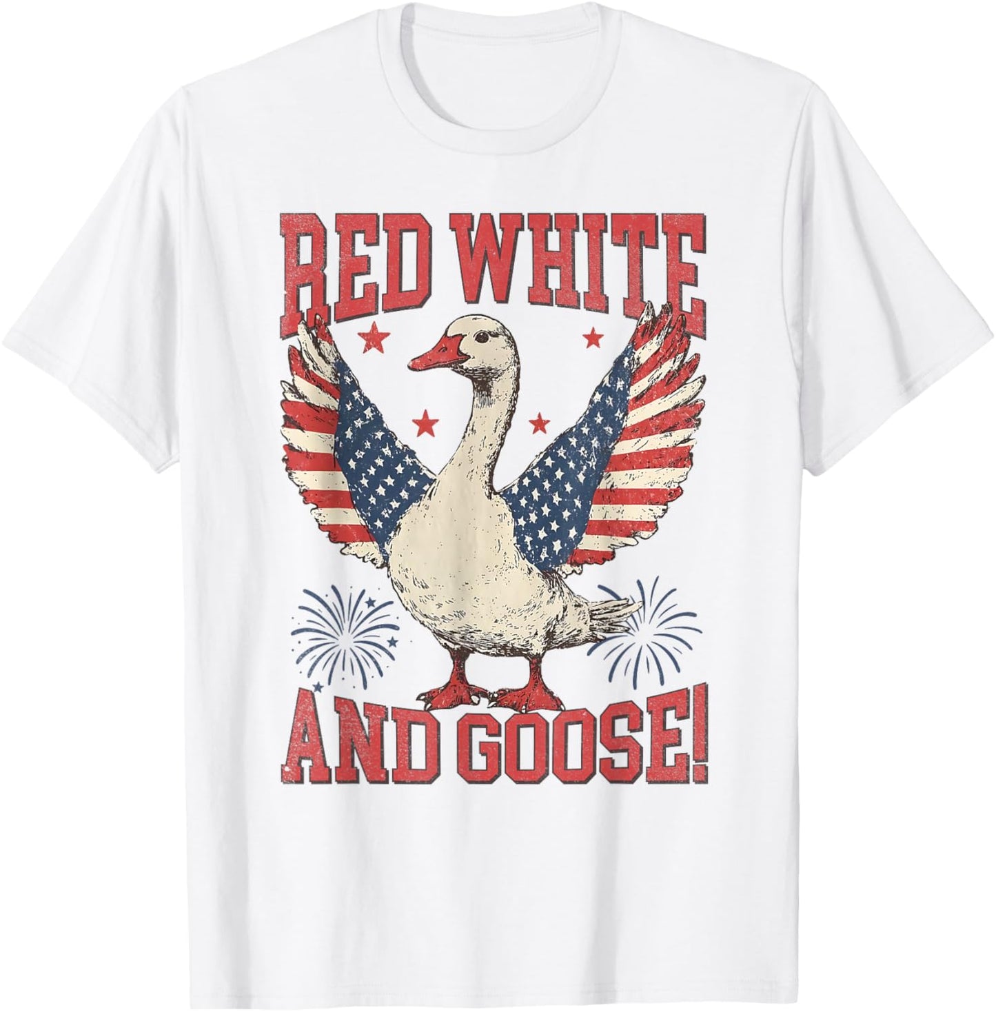 Red White & Goose Retro 4th Of July Patriotic American Goose T-Shirt