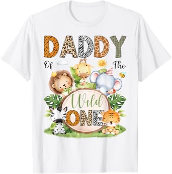 Daddy Of The Wild One Safari Jungle 1St Birthday Kids T-Shirt