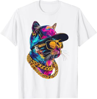 Cool Hip Hop Cat Urban Streetwear B-Boy Graffiti T-Shirt