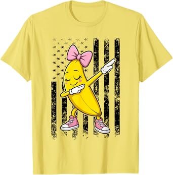 Dabbing Banana Coquette Bow Retro Banana Women Girls Kids T-Shirt