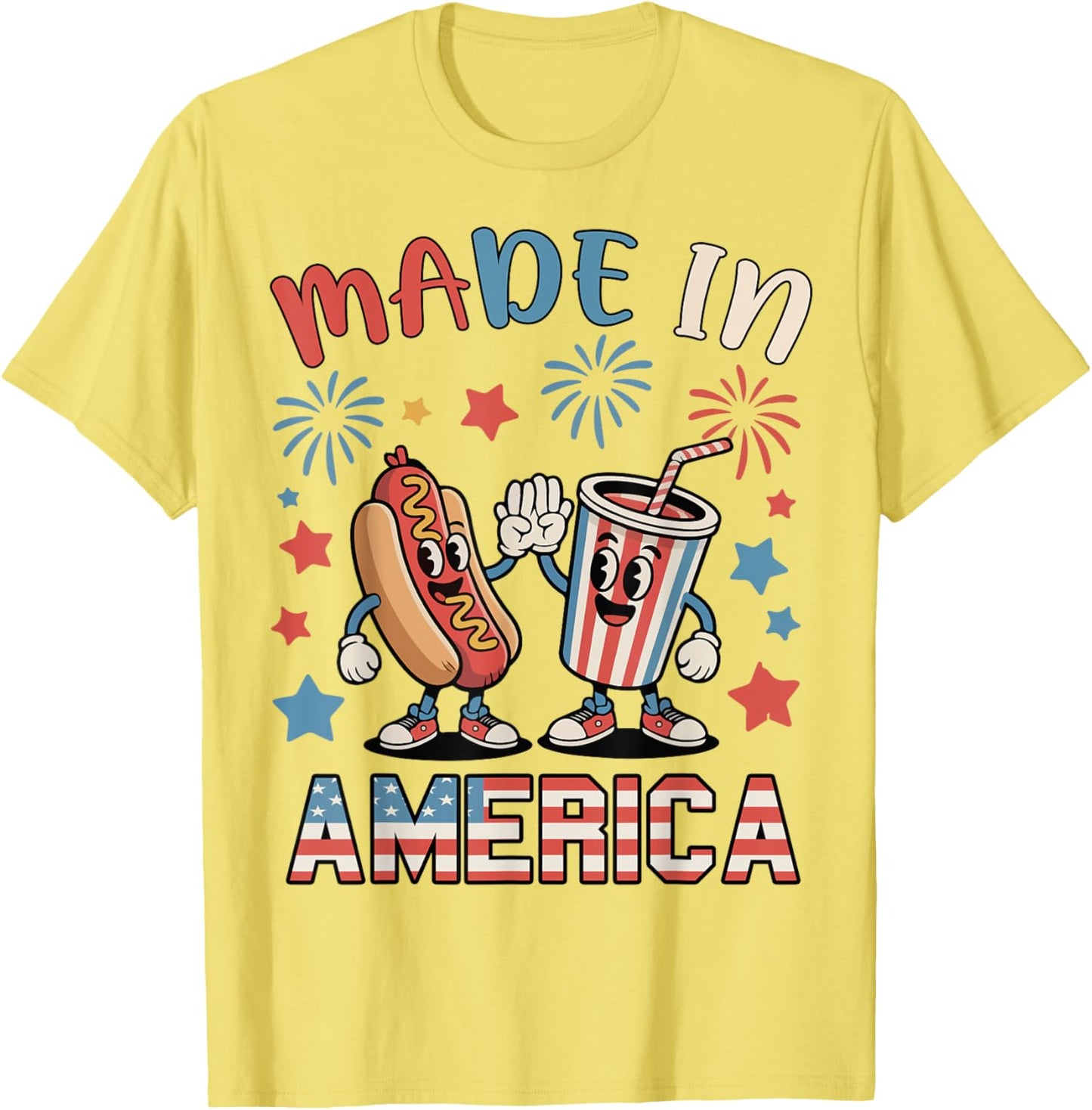 Cute Made In America Hotdog 4th July Boy Toddler Patriotic T-Shirt