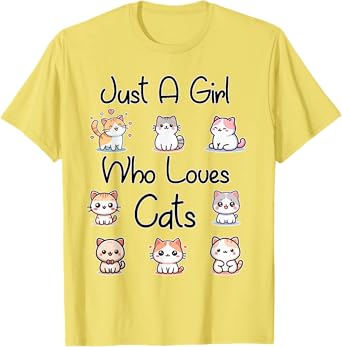 Girl Who Loves Cats Cute Kitty Cat T-Shirt