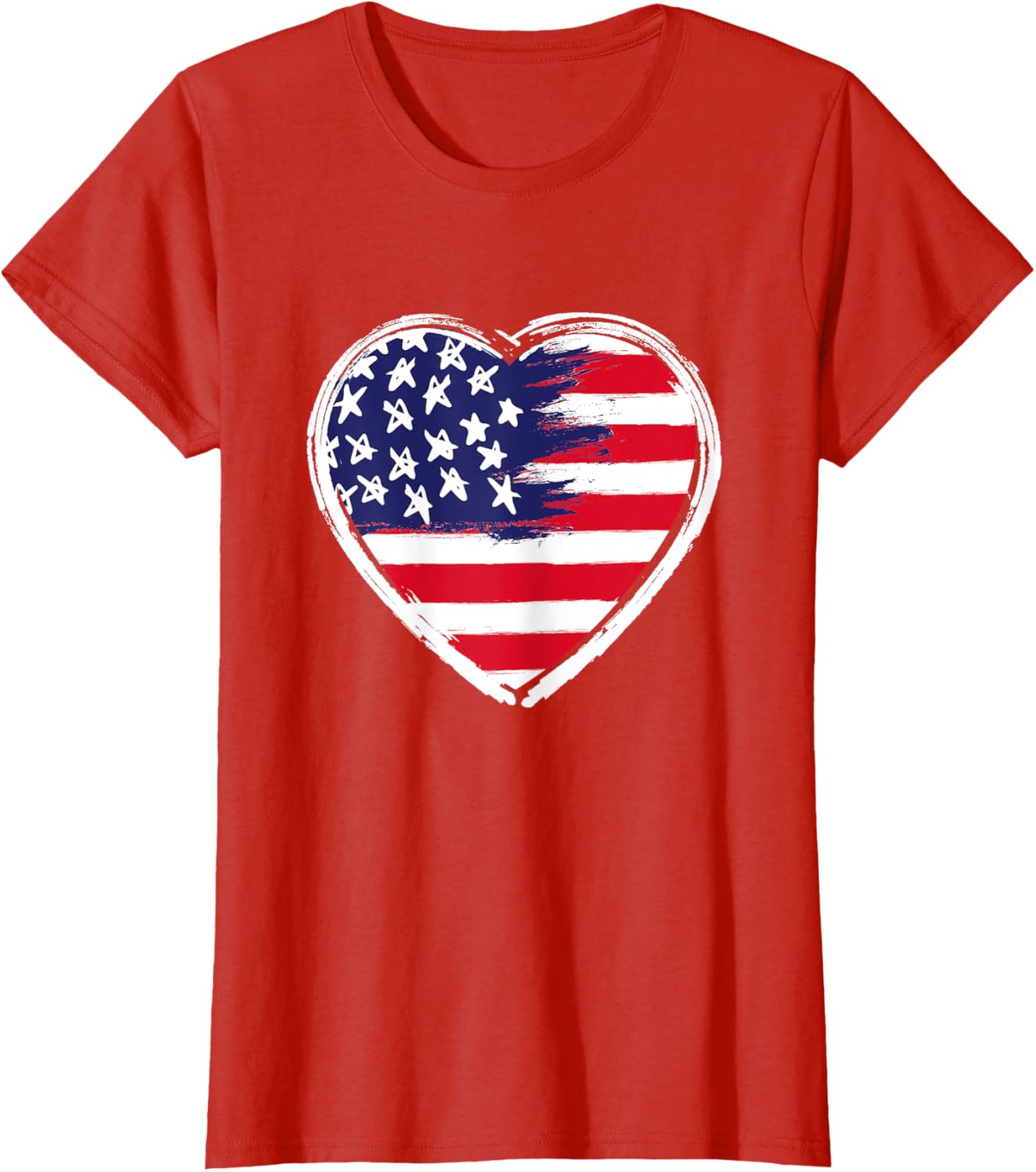 Heart US Flag 4th of July Patriotic American Stars Stripes T-Shirt