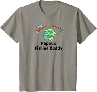 Kids Papou's Fishing Buddy Greek Grandson Granddaughter T-Shirt