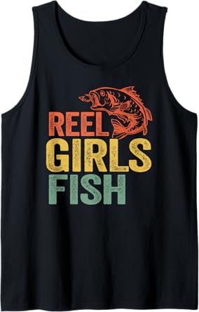 Reel Girls Fish Bass Fishing Funny Fisherwoman Mom Fishing Tank Top