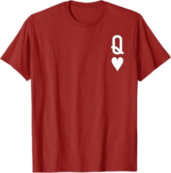 Queen of Hearts King of Heart Couple Matching Women Letter Q T-Shirt