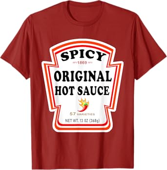 Spicy Chili Sauce Bottle Label Halloween Matching Costume T-Shirt
