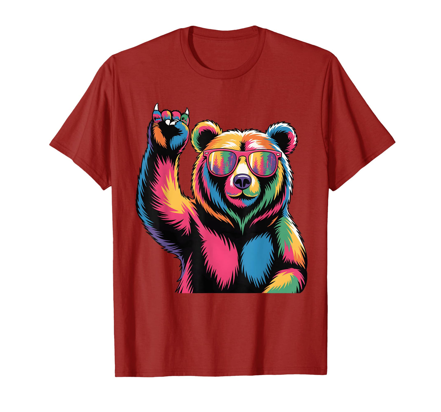 Rocking Bear Sunglasses Wildlife Colorful Bear Rock N Roll T-Shirt