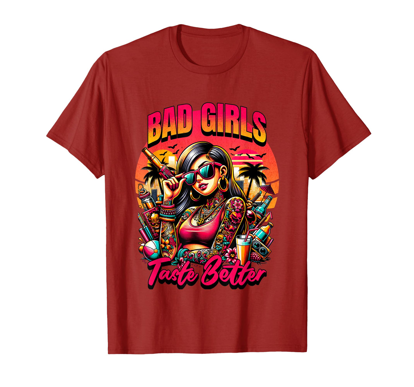 Bad Girls Taste Better Graphic Tattoo T-Shirt