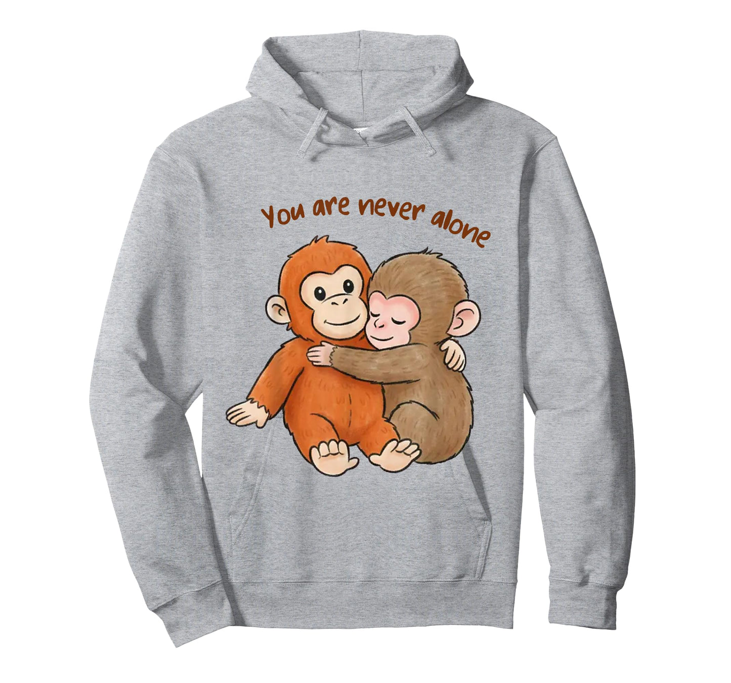 Viral Punch Monkey, You are Never Alone T-Shirt - Hoodie | Ash