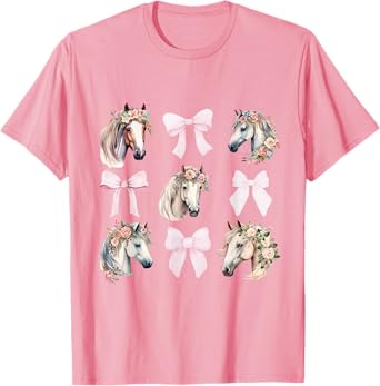 Coquette Horse Riding Wild Flowers Horse Lover T-Shirt