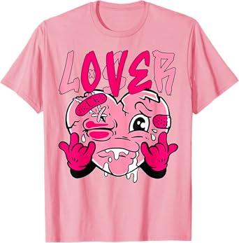 Pink Loser Lover Pink Drip Heart Matching Tee For Men Women T-Shirt