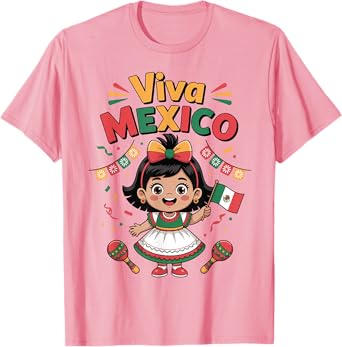 Viva Mexico Shirt Toddler Girl Mexican Flag Independence Day T-Shirt