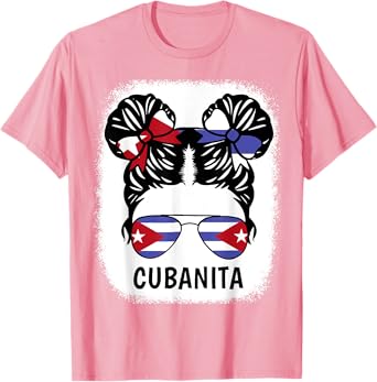 Cubanita Shirt Girl Cuba Flag Cuban Women Hispanic Heritage T-Shirt