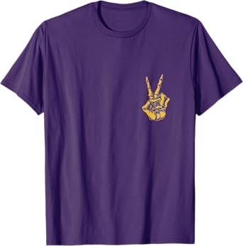 Purple and Golds Peace Skeleton Hand-gold & Purple Graphic T-Shirt