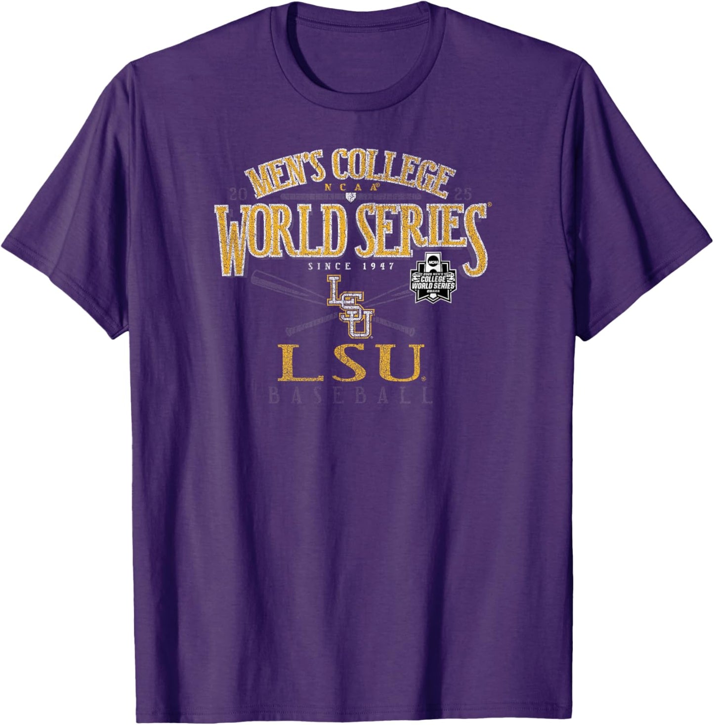 LSU Tigers MCWS 2025 Baseball Vintage Purple T-Shirt